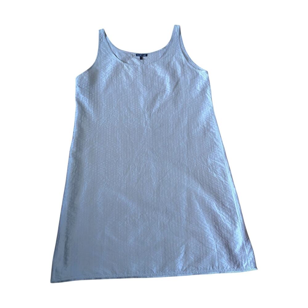 Eileen Fisher Crinkle Silk Dress Midi Tank Slip Sleeveless